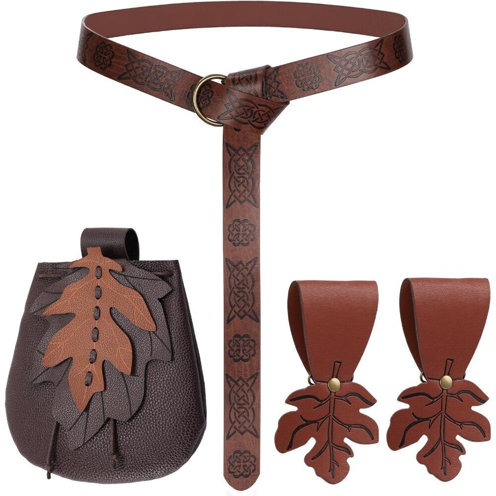 Women Renaissance Leather Belt Pouch Costume Accessory for Halloween Cosplay